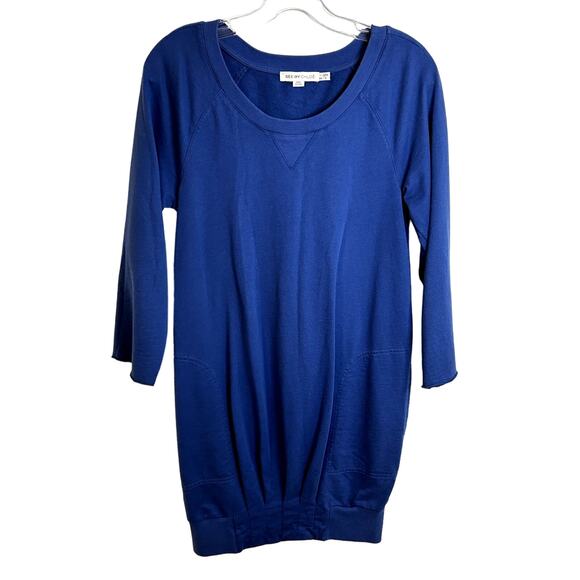 See by Chloe Sweatshirt Dress Pockets Bottom Pleat Womens Size 2 Blue Bow - Picture 5 of 8